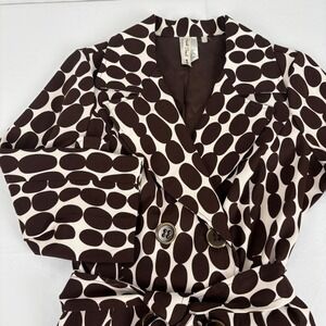 Heart‎ Soul Women's Brown Polka Dot Belted 3/4 Sleeve Blazer Jacket Y2K Size M